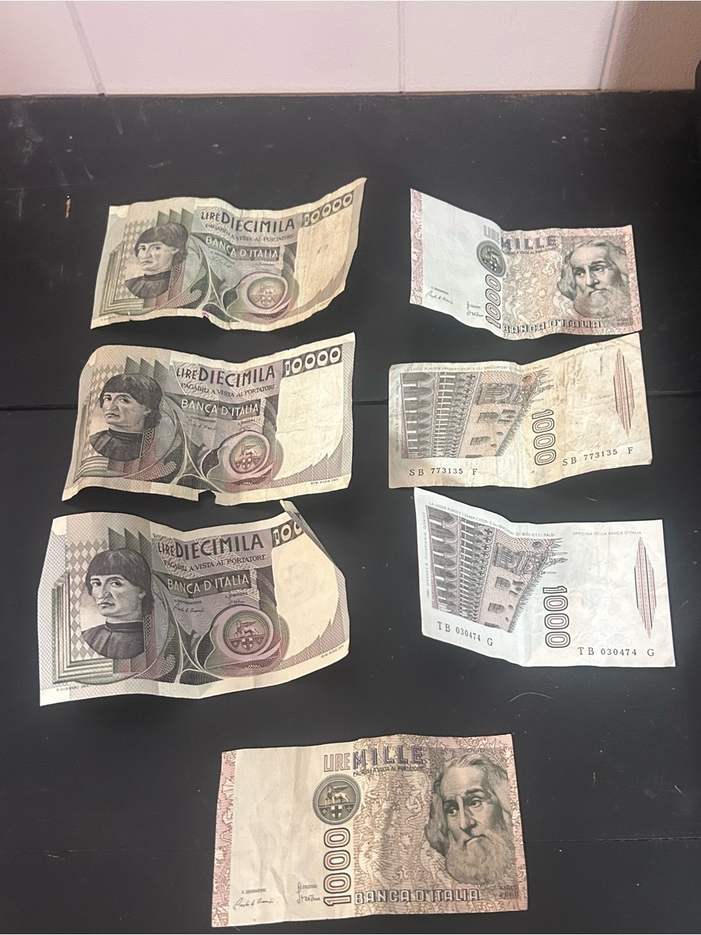 Vintage Italian Lire Banknote Lot - Brown and Tan Notes
